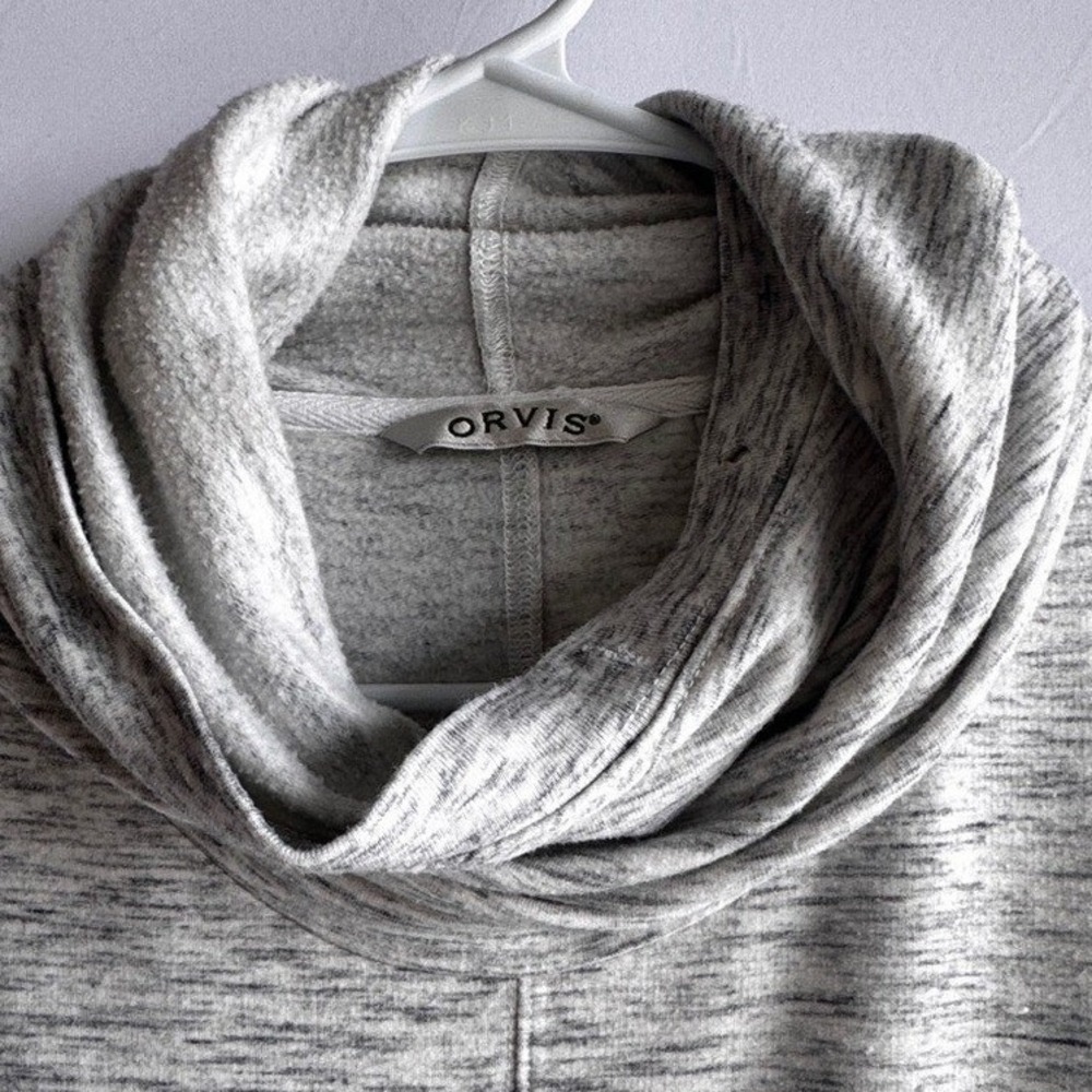 Orvis Cowl Neck Tunic Gray Space Dye Soft Knit Casual Gorpcore Large